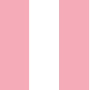 Large - 6" wide Awning Stripes - Carnation Pink - White