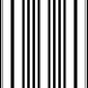 Large - Vertical Balanced Stripes - Midnight Black - White