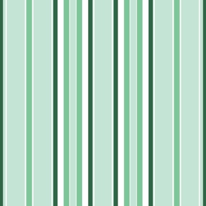 Large - Vertical Balanced Stripes - Mint Green - Pale Green - Moss - White