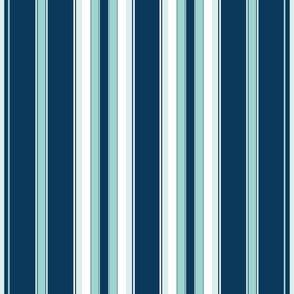 Large - Vertical Balanced Stripes - Navy - White - Arctic Blue - Pale Blue