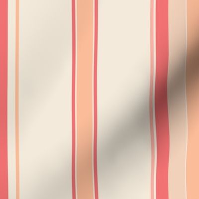 Large - Vertical Balanced Stripes - Peach Fuzz - Peach Puree - Peach Pink - Pristine Cream