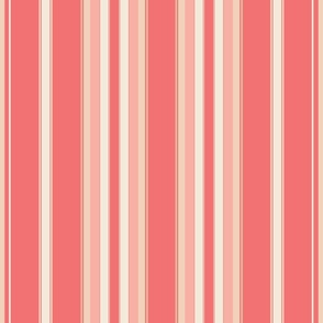 Large - Vertical Balanced Stripes - Peach Pearl - Georgia Peach - Peach Puree - Pristine Cream