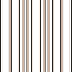 Large - Vertical Balanced Stripes - Sand - Midnight Black - White