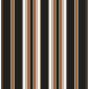 Large - Vertical Balanced Stripes - Santa Fe Brown - Black - White - Sand