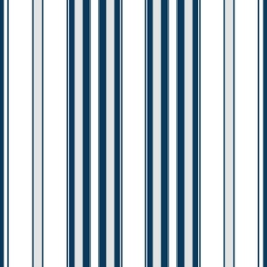 Large - Vertical Balanced Stripes - White - Navy Blue - Platinum Grey
