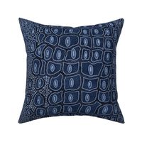 Crocodile Textured Leather- Dark Blue Navy- Animal Print- Large Scale