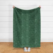 Crocodile Textured Leather- Deep Green Emerald- Animal Print- Large Scale