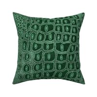 Crocodile Textured Leather- Deep Green Emerald- Animal Print- Large Scale