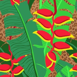 medium-Giant Heliconia on Cheetah Skin