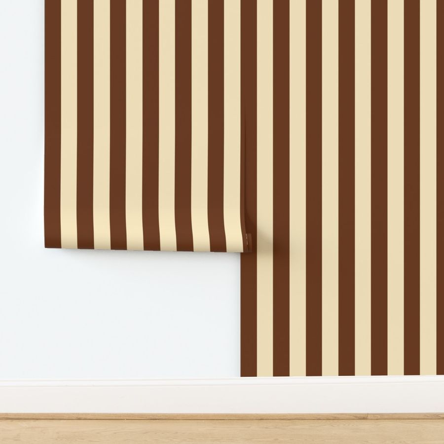 Small - 2" wide Awning Stripes - Chocolate - Vanilla