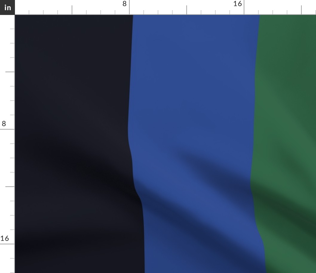 Large - 8" wide Awning Stripes - Noir Black - Cobalt Blue - Moss Green