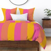 Large - 8" wide Awning Stripes - Saffron Yellow - Rose Pink - Coral