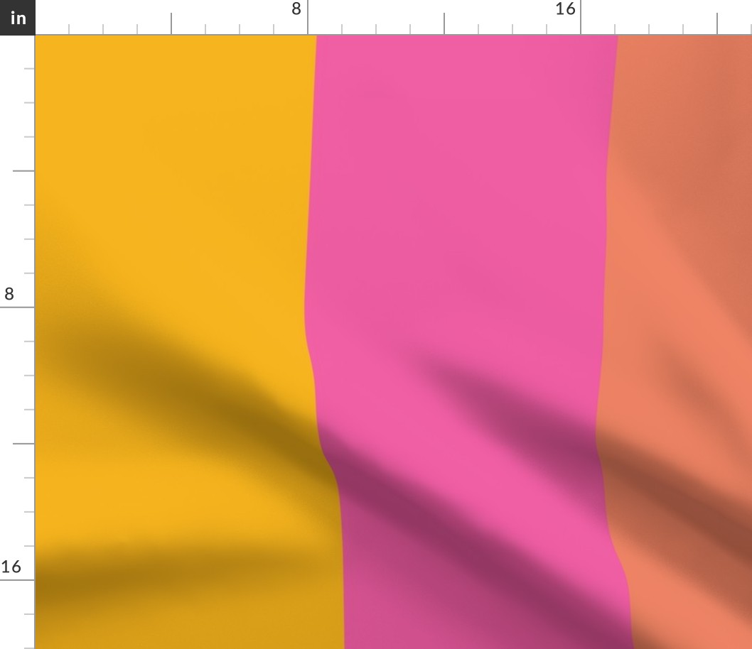 Large - 8" wide Awning Stripes - Saffron Yellow - Rose Pink - Coral