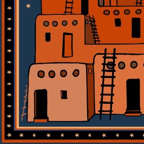 Tarot Card - The Tower - Orange Black Blue Rust - Design 16924544