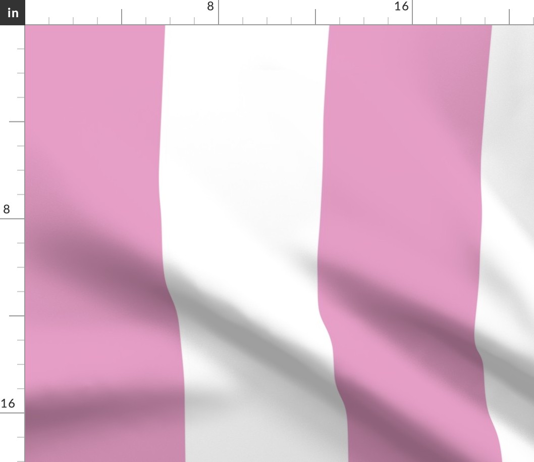 Large - 6" wide Awning Stripes - Bubble Gum Pink - White