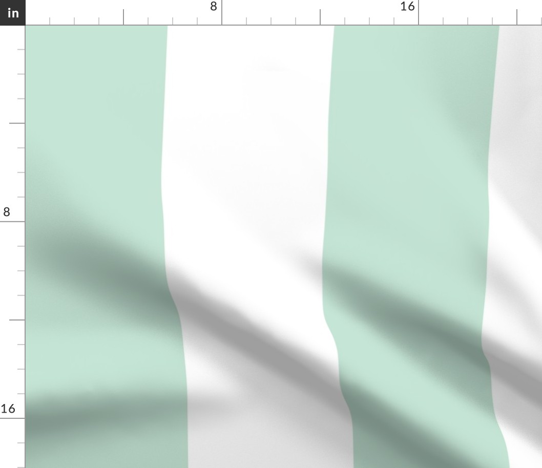 Large - 6" wide Awning Stripes - Pale Green - White