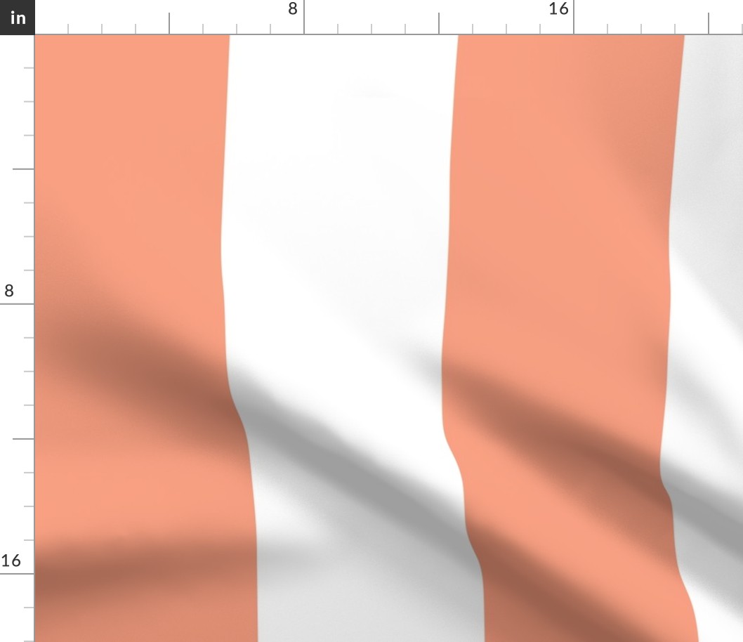 Large - 6" wide Awning Stripes - Salmon Pink - White