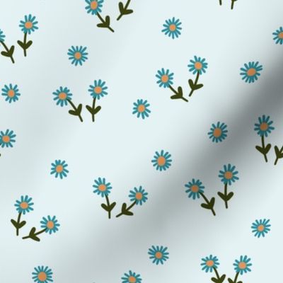 251f - Small scale whimsical hand drawn Simple daisy flowers in the summer meadow for nursery decor, cot sheets, girls and boys apparel, pretty curtains, floral pet clothes