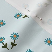 251f - Small scale whimsical hand drawn Simple daisy flowers in the summer meadow for nursery decor, cot sheets, girls and boys apparel, pretty curtains, floral pet clothes