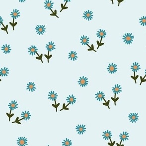 251f - Small scale whimsical hand drawn Simple daisy flowers in the summer meadow for nursery decor, cot sheets, girls and boys apparel, pretty curtains, floral pet clothes