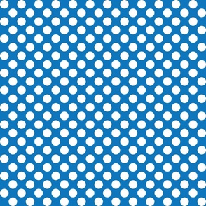white polka dots on blue | medium