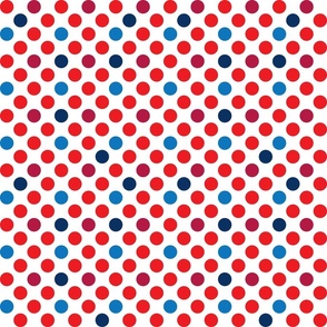 polka dots in american colors on white | medium