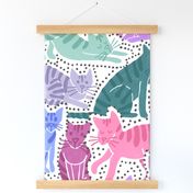 Adorable Cat Illustration Crowded Pattern in Bright Colors – Big scale