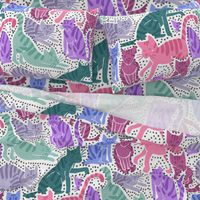 Adorable Cat Illustration Crowded Pattern in Bright Colors – Big scale