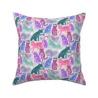 Adorable Cat Illustration Crowded Pattern in Bright Colors – Small scale