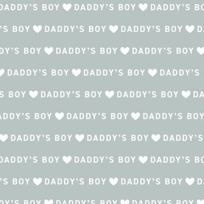 Minimalist Father's Day - daddy's boy text and hearts design white on mist blue