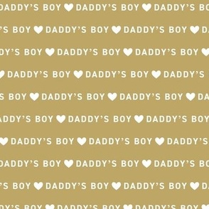 Minimalist Father's Day - daddy's boy text and hearts design white on mustard yellow