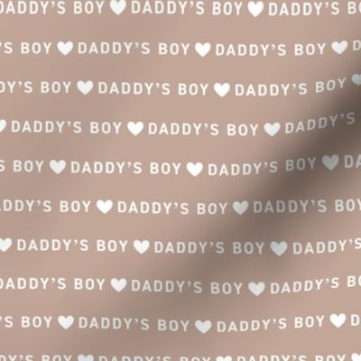 Minimalist Father's Day - daddy's boy text and hearts design white on latte beige
