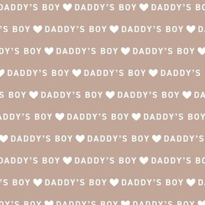 Minimalist Father's Day - daddy's boy text and hearts design white on latte beige