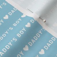 Minimalist Father's Day - daddy's boy text and hearts design white on blue