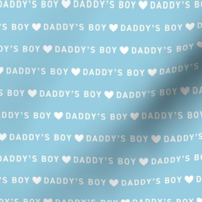 Minimalist Father's Day - daddy's boy text and hearts design white on blue