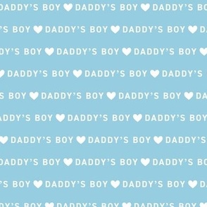 Minimalist Father's Day - daddy's boy text and hearts design white on blue