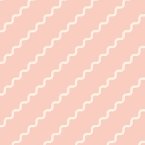 Diagonal Wavy Line in Soft Pink and Cream