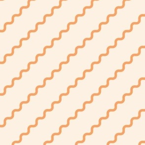 Diagonal Wavy Line in Cream and Tangerine Orange