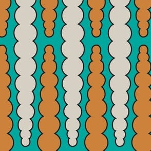 252e - large scale golden mustard yellow, turquoise blue and off white Organic broken bobble stripe backgammon board game for games room wallpaper, curtains, pillows - kids apparel and quilting.  