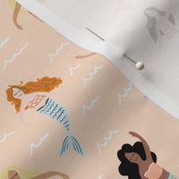 Mermaids in Peach Waves