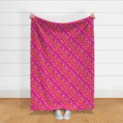 Tropical Fruit Diagonal Stripe - Hot Pink  