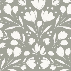 Folk Florals, Sage Green, Green, Vintage, Heritage, Diamond, Classic, Flowers, Cottagecore, Farmhouse, Geometric