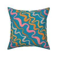 Tropical Fruit Diagonal Stripe - Aqua   