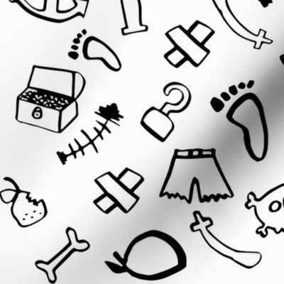 MINI PIRATES IN BLACK AND WHITE OUTLINE DRAWING FOR KIDS