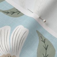 Medium - Chiara - soft blue with sage, cream, and white 