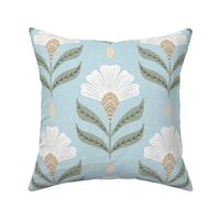 Medium - Chiara - soft blue with sage, cream, and white 