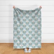 Medium - Chiara - soft blue with sage, cream, and white 