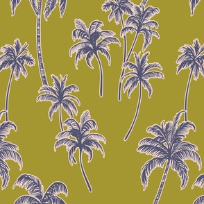 Hawaiian palm tree on an olive background 