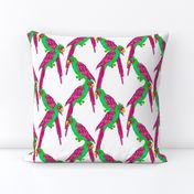 south american parrot lattice  - neon on white background