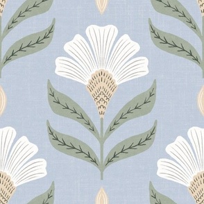 Medium - Chiara - grey blue with sage, cream, and white 